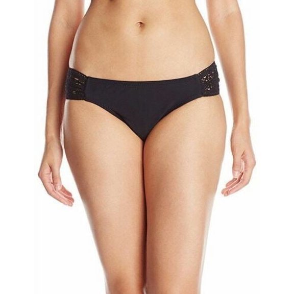 Jessica Simpson Flower Power Crochet Side Shirred Hipster Bikini Bottom , L