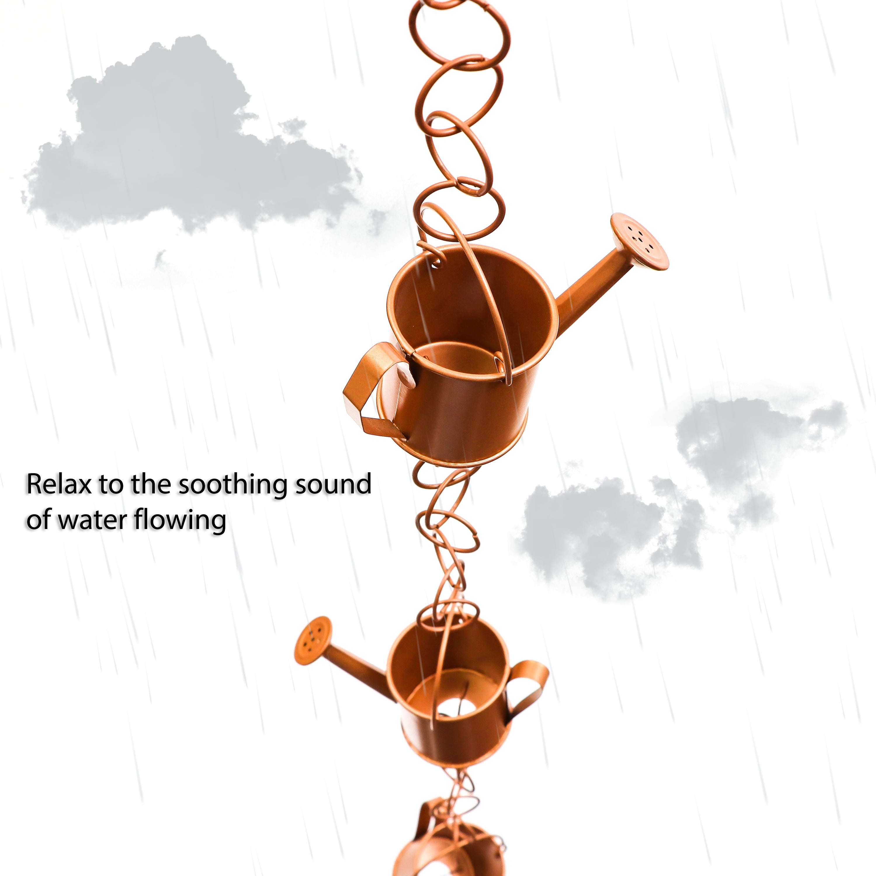 Copper Colored Rain Chain for Gutters & Downspouts (Umbrella Design)