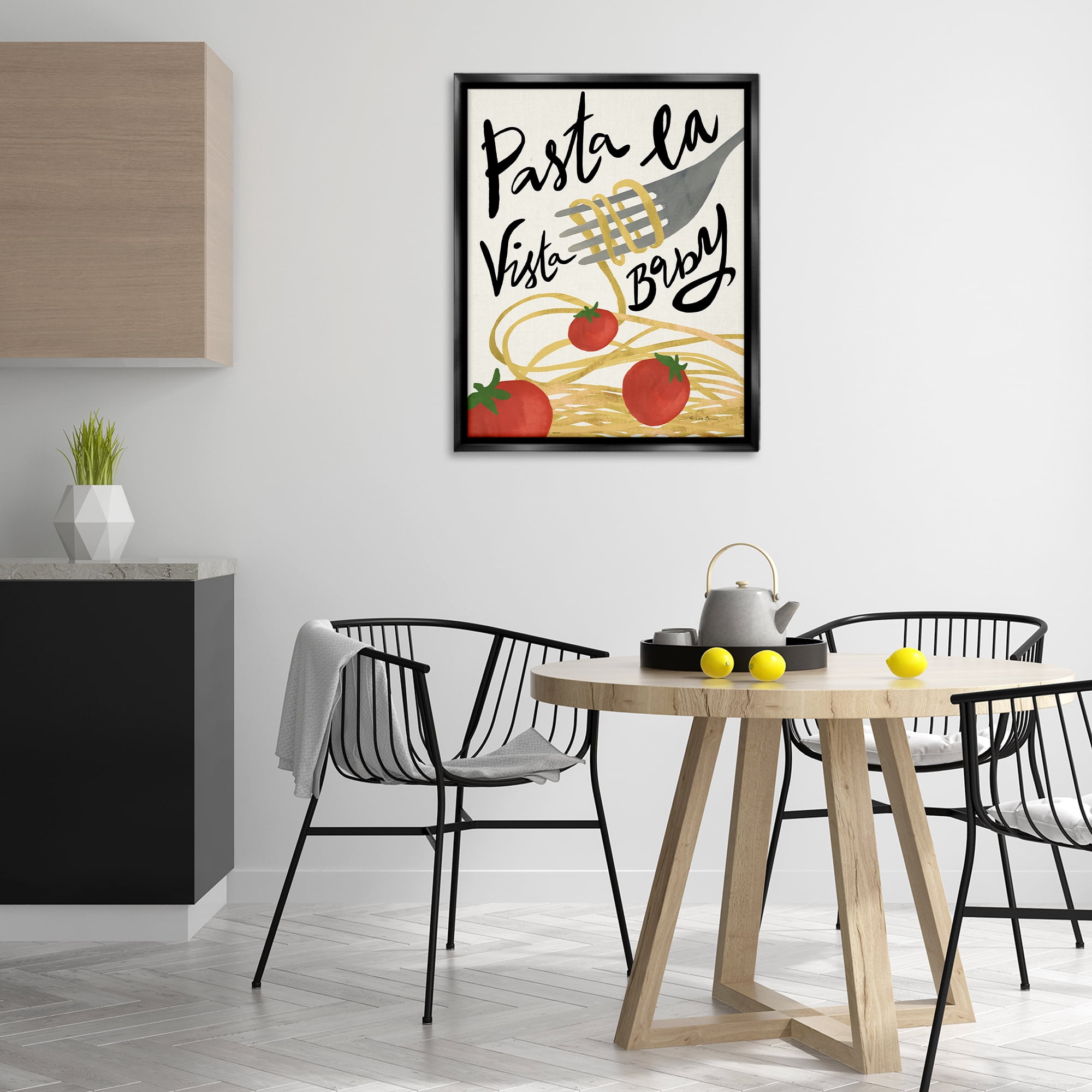 Stupell Industries Pasta La Vista Food & Beverage Painting Black Floater Framed Art Print Wall Art, 25 x 31