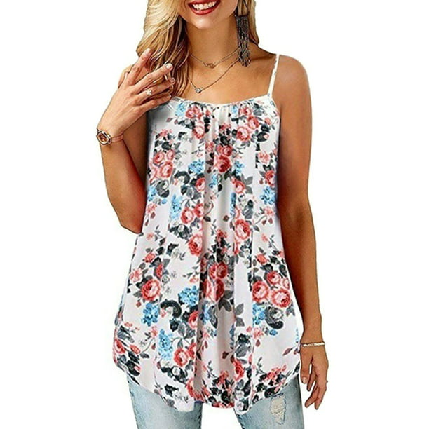 Sexy Dance Plus Size Sleeveless T Shirts for Womens Casual Loose Strap ...