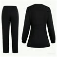 thumbnail image 4 of WULMLEO Womens Scrub Sets 2 Piece V Neck Petite Scrubs Outfits Soft Comfortable Long Sleeve Trendy Nurse Uniform Shirts and Joggers Medical Working Stretch Nursing Workwear Black 2XL, 4 of 5
