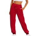 thumbnail image 1 of ICHUANYI Clearance Women Casual Trousers High Waist Drawstring With Multi-Pockets Long Pants(Red, XXL) ICHUANYI WER2023081200949, 1 of 4