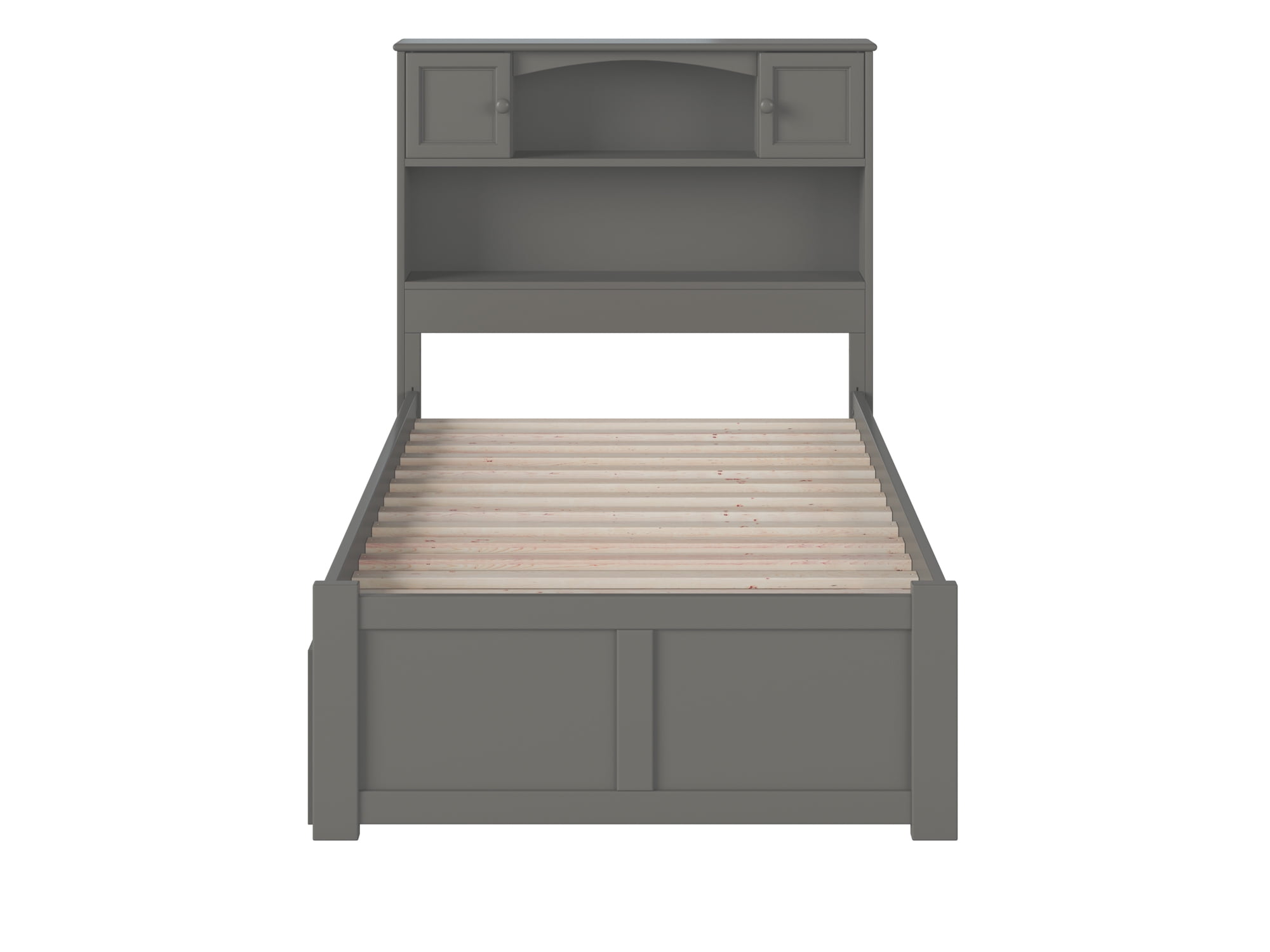 AFI Newport Twin Solid Wood Platform Bed with Footboard & Twin Trundle, Grey