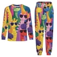 thumbnail image 3 of Cute Dinosaur with Sunglasses Men's Pajama Set Sleepwear Pjs Lightweight Long Sleeve Crewneck Shirts and Bottoms Soft Comfy Sleep Sets XL, 3 of 5