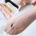 thumbnail image 2 of 5pairs Non-slip Invisible Socks Slippers Seamless Ice Silk Boat Socks Summer Thin Solid Casual Breathable Low Cut Socks Women, 2 of 9