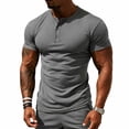 thumbnail image 5 of PNTUTB Summer Men's T-Shirts Stylish Solid-Color Short-Sleeve Tops Casual Half-Buttoned Crew-Neck Breathable Quick-Dry Sports T-Shirts, 5 of 7