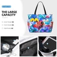 thumbnail image 2 of Wukai Bright Flowers Print Zipper Bag,large Beach Tote Bag,Waterproof Sandproof Bag,Grocery and Picnic Tote Travel Bag, 2 of 5