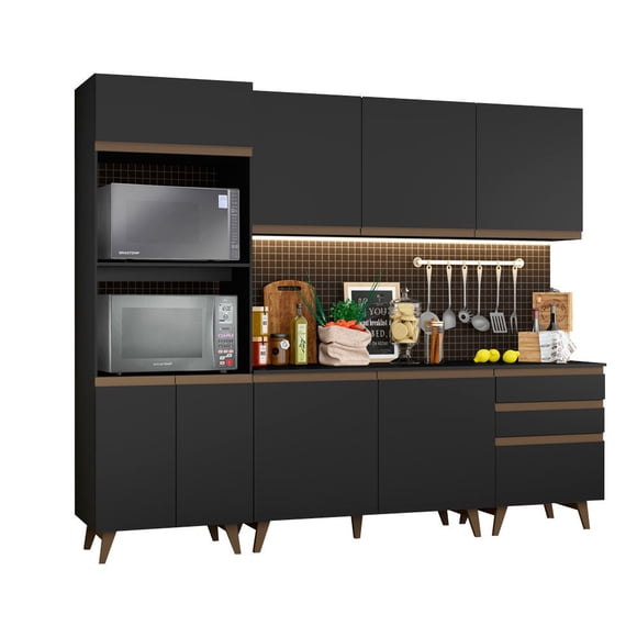 Cocina Integral Completa Modular Madesa Reims 250cm Negro 1