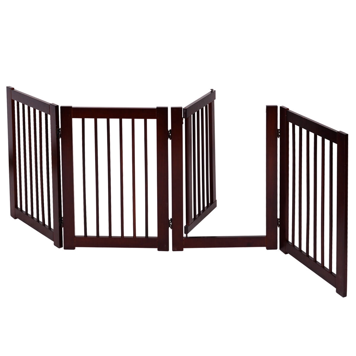 Infans 30" Configurable Folding Free Standing 4 Panel Wood Pet Dog Safety Fence w/ Gate