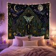 thumbnail image 2 of Teal Moth and Greenhouse Against Starry Night, Mystical Celestial for Nature Lovers, Botanical Fantasy Art Decor, Halloween Gift Tapestry Wall Hanging for Bedroom and Living Room, 2 of 7