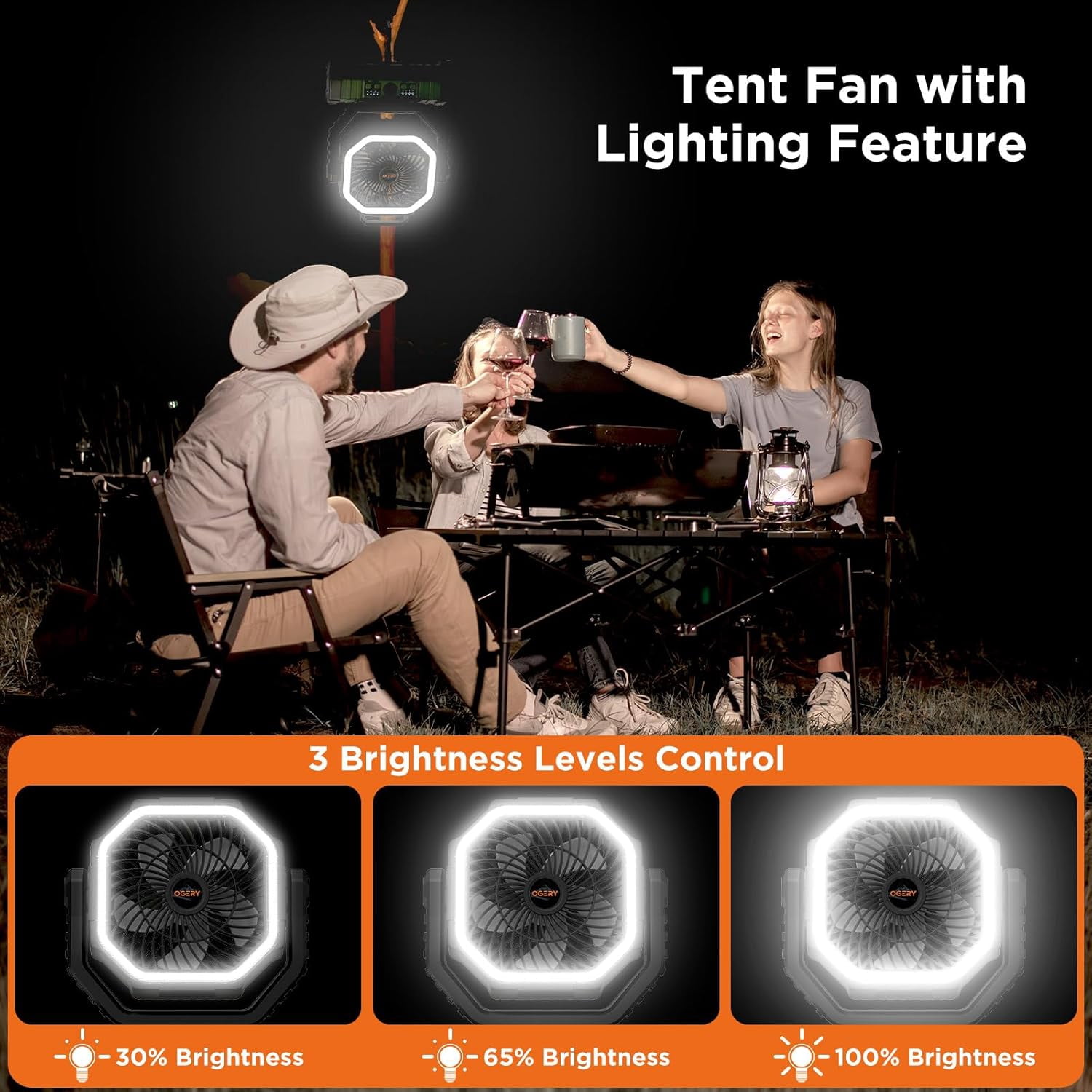 F6 Camping Fan, Portable Battery Powered Fan with 20000mAh Rechargeable Battery, LED Lantern, Remote & Oscillating - 4 Speed for Tent, Travel, Bedroom, Car, Outdoor Camping Essentials