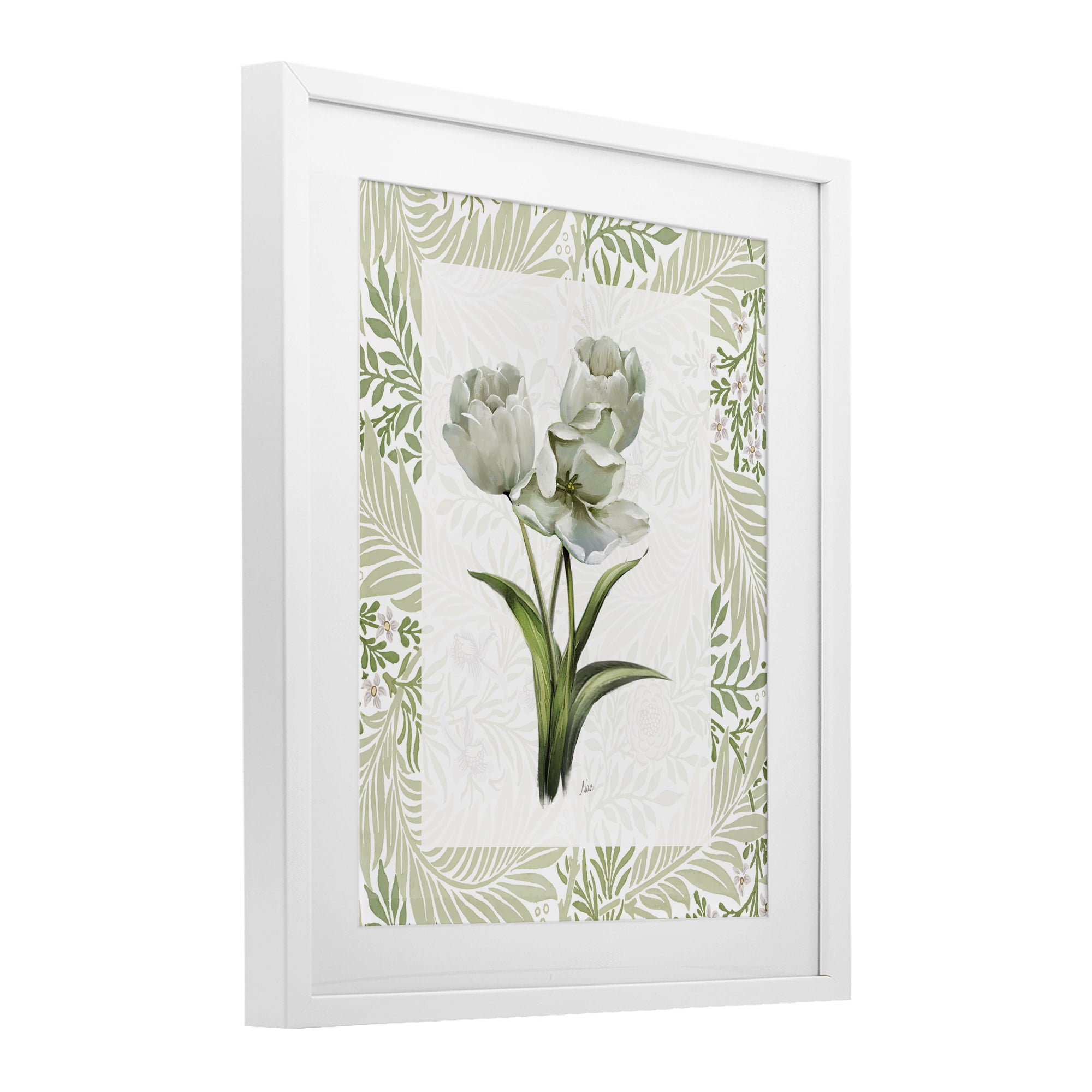 Stupell Industries Fresh Spring Tulip Bouquet White Framed Print Under Glass, design by Nan