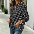 thumbnail image 6 of Tqcoqu Women's Polka Dot Stand Collar Half Placket Blouse Long Sleeve Loose Casual Office Long Shirt, 6 of 8
