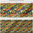 thumbnail image 2 of Soimoi Yellow Cotton Poplin Fabric Brush Stroke & Football Sports Print Fabric by the Yard 56 Inch Wide, 2 of 7