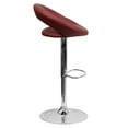 thumbnail image 6 of Flash Furniture 2 Pk. Contemporary Burgundy Vinyl Rounded Orbit-Style Back Adjustable Height Barstool with Chrome Base, 6 of 9
