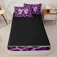 thumbnail image 4 of Homewish Purple Cheetah Pattern Zipper Twin Comforter Sets with Fitted Sheet and 2 Pillowcases For Kids,Cute Bow Zipper Bedding Set For Girls,Black Reversible,4-Piece, 4 of 7