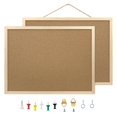 thumbnail image 1 of Tablón de anuncios de corcho, paquete de 2 unidades, 40 x 30 cm, acabado en madera de roble, 1 of 7