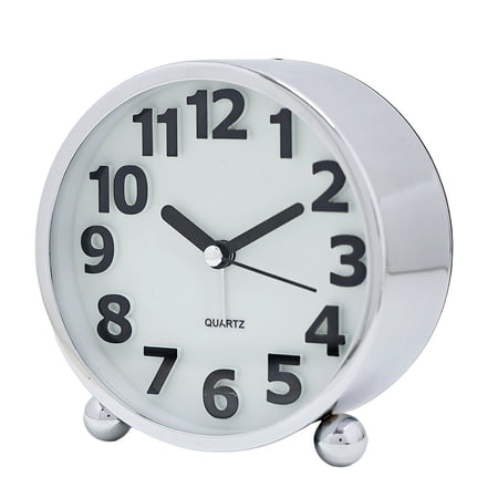 4-inch luxury metal quartz alarm clock; Luminous desk clock, creative big digital clock face, Christmas holiday gift, no battery