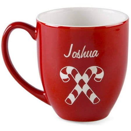 Porcelain Egg Cup Set - Personalized Candy Cane Bistro Coffee Mug, 16 oz
