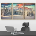 thumbnail image 2 of wall26 Framed Canvas Print Wall Art Set Winter Snowy Mountain Forest Sunset Nature Wilderness Photography Realism Rustic Landscape Colorful Cool for Living Room, Bedroom, Office - 24"x36"x3, 2 of 5