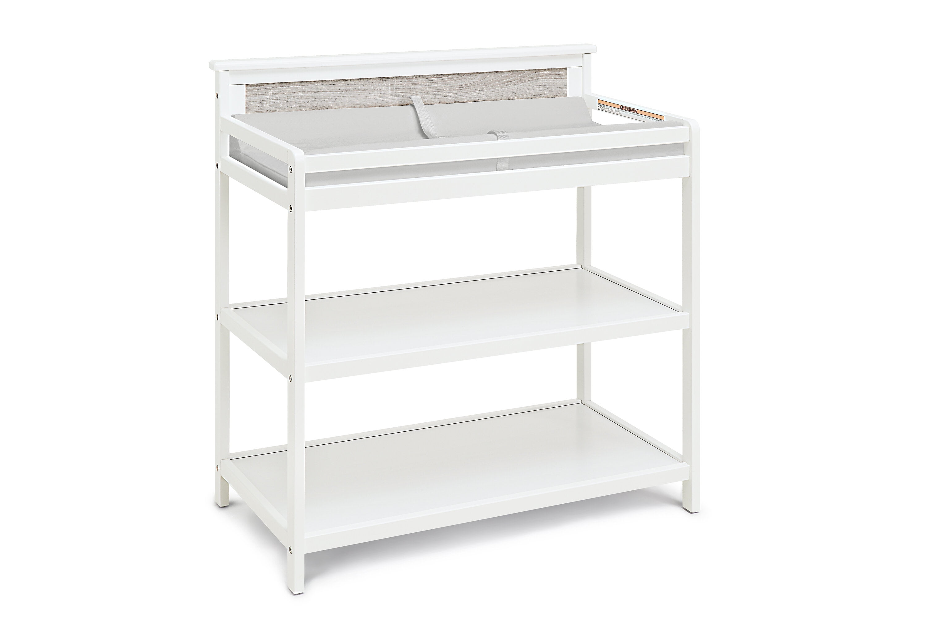 Connelly Changing Table White & Rockport Gray - Baby Dresser with Safety Rails, 2 Shelves for Nursery Storage, Converts to Toy Organizer or Bar Cart