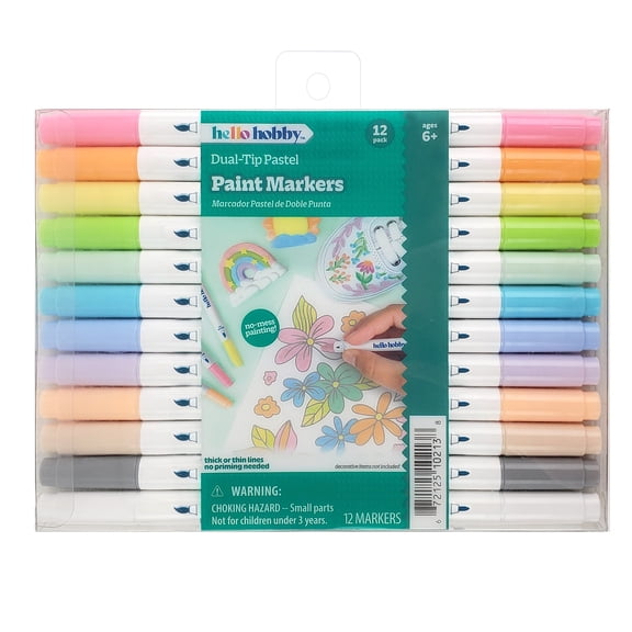 Hello Hobby Detailed Acrylic Paint Marker, 12 Count Pastel