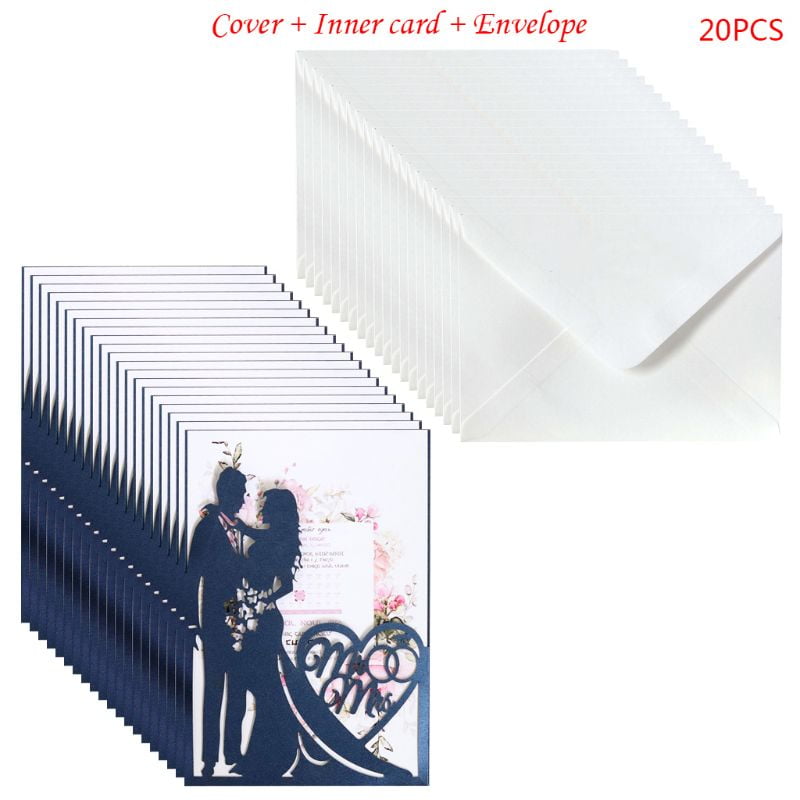 Laser Cut Glitter Wedding Invitations Card Envelope Kit Bridal Shower Invite 5x7 