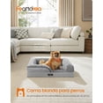 thumbnail image 2 of Feandrea Cama para Perros, Cama para Mascotas, 71 x 58 x 16 cm, Ortopédica con Espuma Corrugada, Funda Extraíble con Motivo Rosa de Peluche, Bordes Elevados Acolchados, Gris Paloma MPGW251G01, 2 of 5