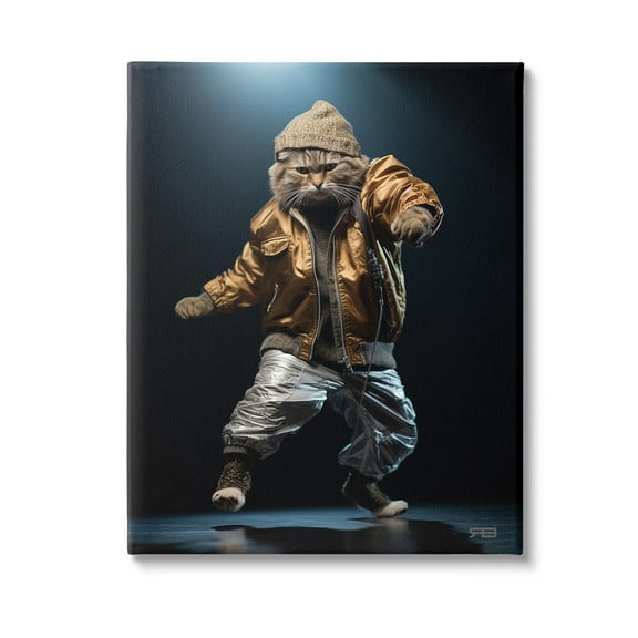 Stupell Industries Urban Dancer Cat Animals & Insects Painting Gallery Wrapped Canvas Art Print Wall Art, 16 x 20