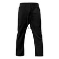 thumbnail image 4 of CHEEREAM Men's Linen Pants Casual Long Pants Loose Lightweight Drawstring Yoga Beach Trousers Summer Vacation Pants Black L, 4 of 9