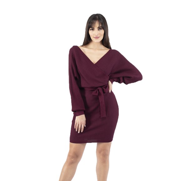 Vestido tejido manga amplia color Vino AMAD Casual para mujer Talla L