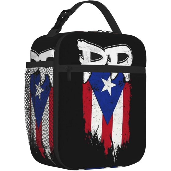 Men Women Puerto Rico Pr Flag Boricua Lunchbox Reusable Lunch Bags Insulated Lunch Bag Lunch Box Cooler