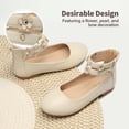 thumbnail image 2 of DREAM PAIRS Girls Ballerina Dress Shoes Pearls Bow Ankle Strap Flower Girl Ballet Flats SDFL2316K, 2 of 4