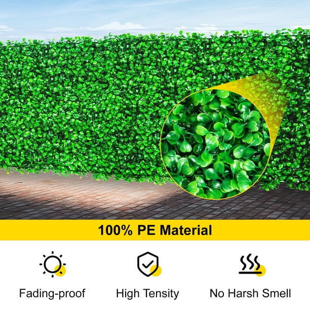 VEVOR Panel de madera de boj artificial UV 48 piezas Paneles de pared de seto de boj Paneles de pared de cesped artificial Fondo de pared 10X10 "4cm Pared de hierba verde Cobertura falsa
