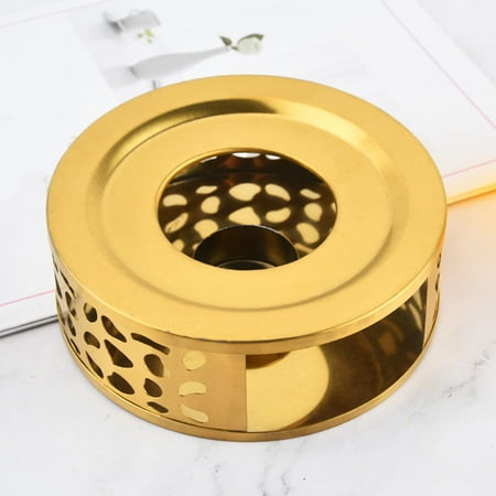 

Round Tea Teapot Warmer Stainless Steel Hollow Design Tea Light Candle Holder for Teapot Ceramic Pots Tea House Tea Warmer Gold 15cm Outer Diameter