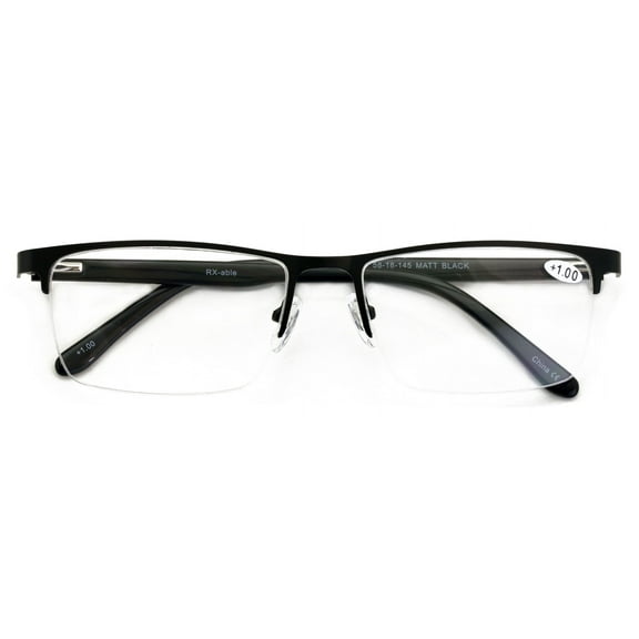 Men Premium Optical Frame Wide Large Head Reading Glasses Half Rim Metal - Clear Lens Reader DRM01 149MM 1.00