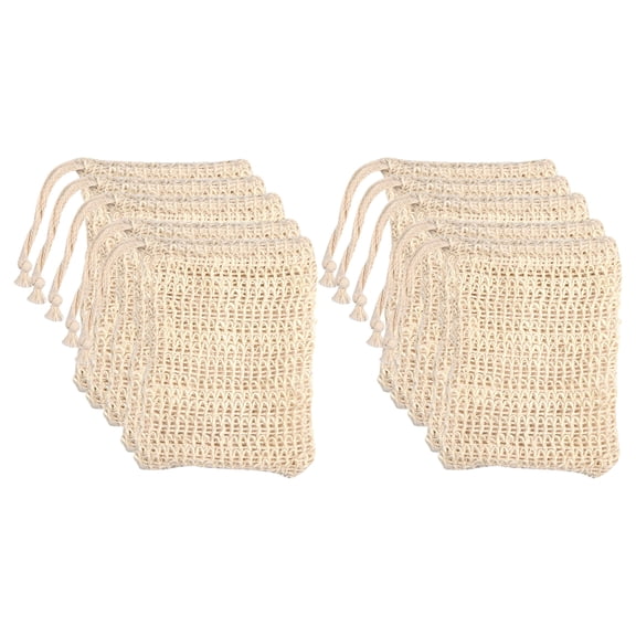 Huhudde 10pcs Soap Saver Bag Natural Sisal Exfoliating Soap Pouch for Foaming Drying The Soap Bars Shower Soap Bag Massage Home