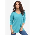 thumbnail image 3 of Roaman's Women's Plus Size Drop Needle V-Neck Lightweight Sweater Knit, 3 of 6