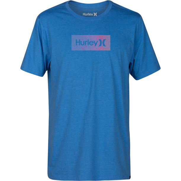 Hurley Playera gráfica con logo para hombre, azul, XXL Hurley Camiseta gráfica