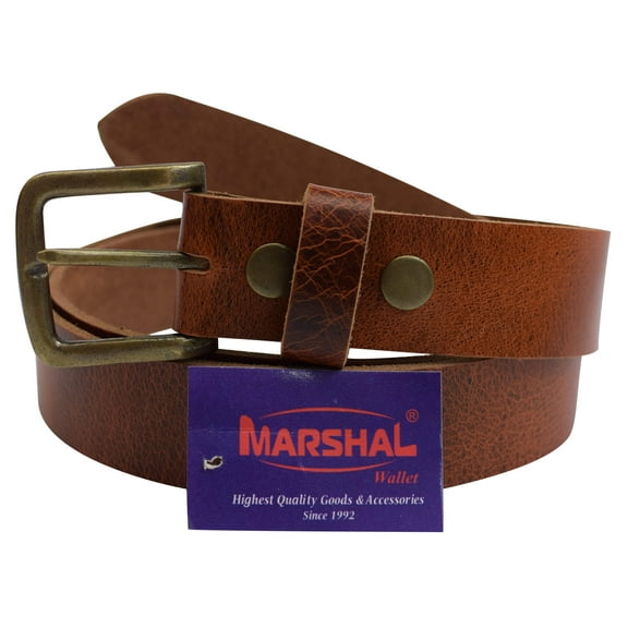 New Marshal Casual Belt 1.5" Wide Top Grain Genuine Leather Silver Buckle