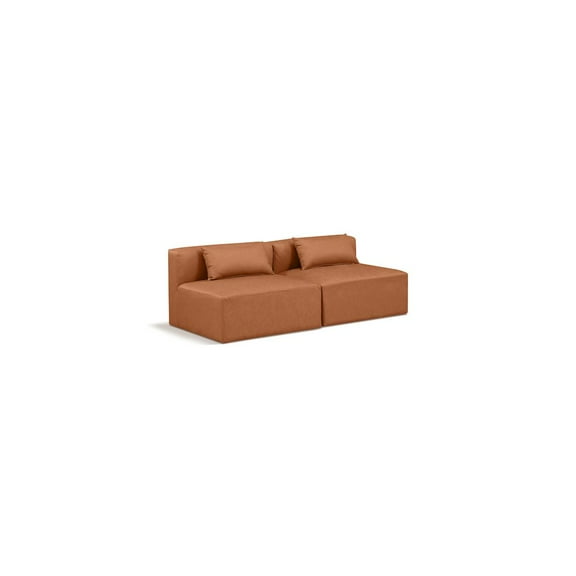 Meridian Furniture Cube Cognac Vegan Leather 2-Pc. Modular Sofa