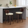 thumbnail image 2 of LEGAHOME Upholstered Bar Stools Set of 2, 26” Swivel Counter Height Bar Stools with Wood Legs and PU Leather Seat, Mid-Century Modern Bar Stools for Kitchen Island, Bar, Dining Room, Walnut + Beige, 2 of 9