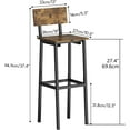 thumbnail image 2 of Set of 2 Bar Stools, Tall Bar Stool with Backrest and Footrest, Tall Bar Chairs, Industrial Style Counter Height Bar Stool for Dining Room, Kitchen, Rustic Brown, 2 of 8