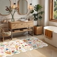 thumbnail image 6 of YOUFORTONG 2x4 Washable Runner Rug, Vintage Floral Scalloped Low Pile Carpet, Non Slip Stain Resistant Soft Thin Rug for Entryway Hallway Kitchen Bedroom Bathroom,Beige, 6 of 7