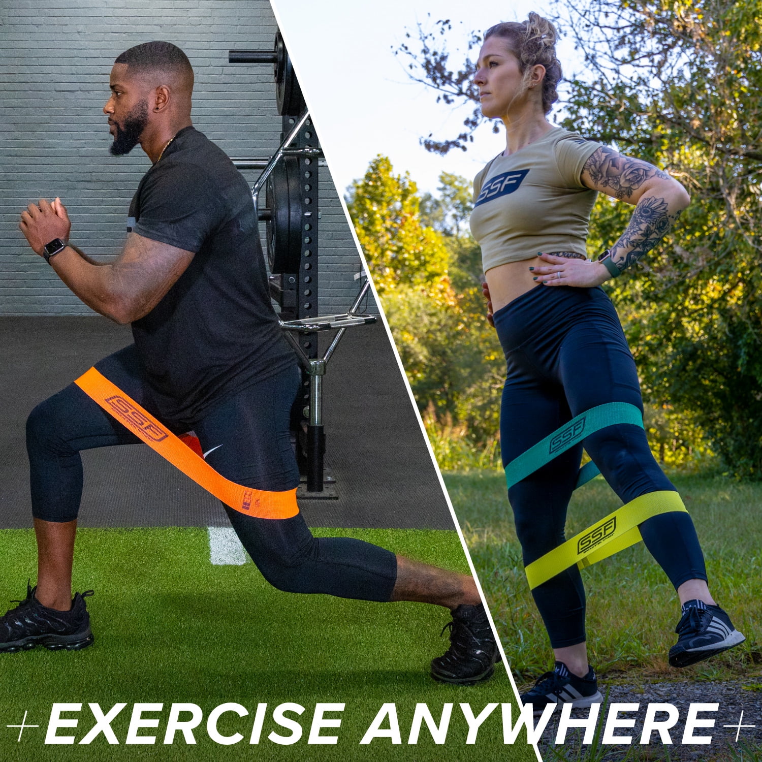 Serious Steel Fitness Fabric Mini Loop Resistance Band Set Booty Bands That Dont Slip or Roll (Set of 5 X-Light tension to X-Heavy Tension)
