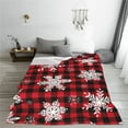 thumbnail image 5 of Salouo Snowflakes On A Buffalo Plaid Christmas Print Bed Blankets,Flannel Blanket Comfortable Air Conditioning Blanket Lightweight Blanket for Sofa Bed Travel & Couch -40"x30", 5 of 8