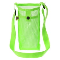 Uxcell 22mmx13mm Water Bottle Bag, Mesh Portable Bottle Holder Carrier Adjustable Shoulder Strap for Sports Hiking Camping, Dark Green