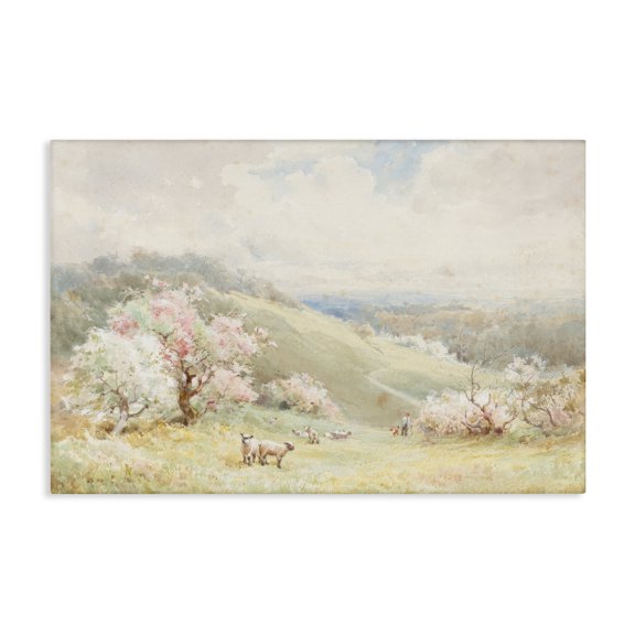 Stupell Industries Rustic Lodge Lambs Strolling Pastel Countryside Canvas Art, 24 x 16, by Lux   Me Designs