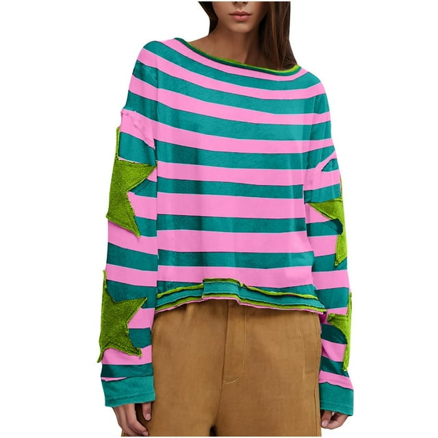 WEAIXIMIUNG Chandails pour Femmes Coupe Ample "Chandail en Molleton Graphique Oversize Rétro à Manches Longues et Épaules Tombantes avec Col Rond pour Femmes"