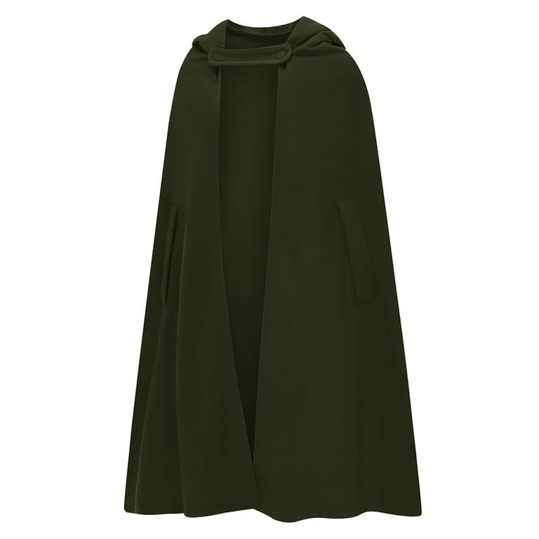 Women's Cloak Hood Wool-Blend Cape Coat Winter Cardigans